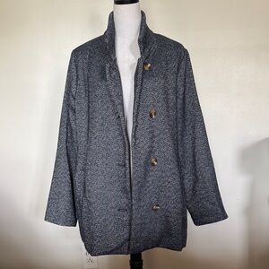 Old Navy Navy Blue and White Herringbone Jacket